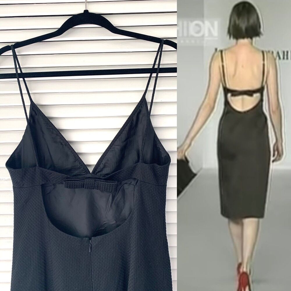 NWT Vintage 90s Designer Black Cotton Backless Dress Isaac Mizrahi S/S 1997 M